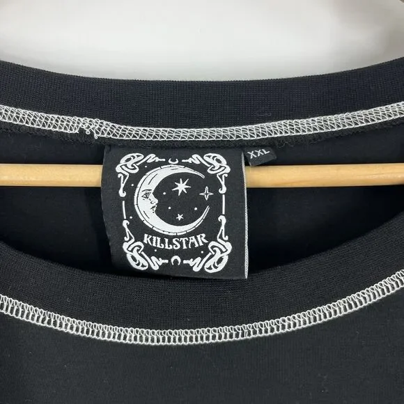 Killstar Tunic Top Dress Size XXL Black Dearly Departed Flared Goth Metal Lace - Picture 3 of 8